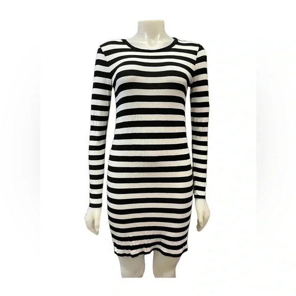 Michael Kors Long Sleeve Black White Stripe Mini Size XS - Picture 1 of 8